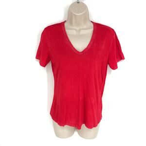 Cotton Citizen Womens NEW Standard V Neck Tee T-Shirt Short Sleeve Size S Red